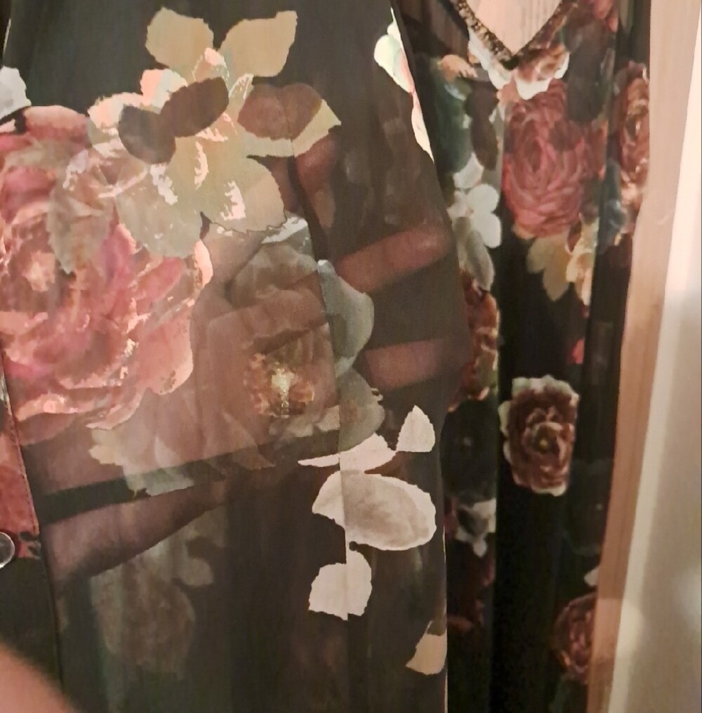 Soft Surroundings Black Floral Maxi Dress with Matching Duster - Picture 5 of 5